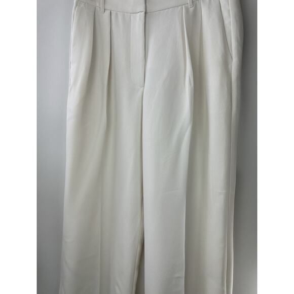 Banana Republic Relaxed Trouser Pleated Wide Leg Pockets Cream Women's Size 10 - Picture 5 of 14